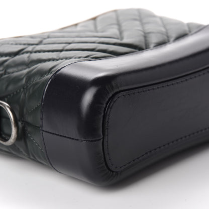 Chanel Aged Calfskin Chevron Quilted Small Gabrielle Hobo Green Black 5 of 9