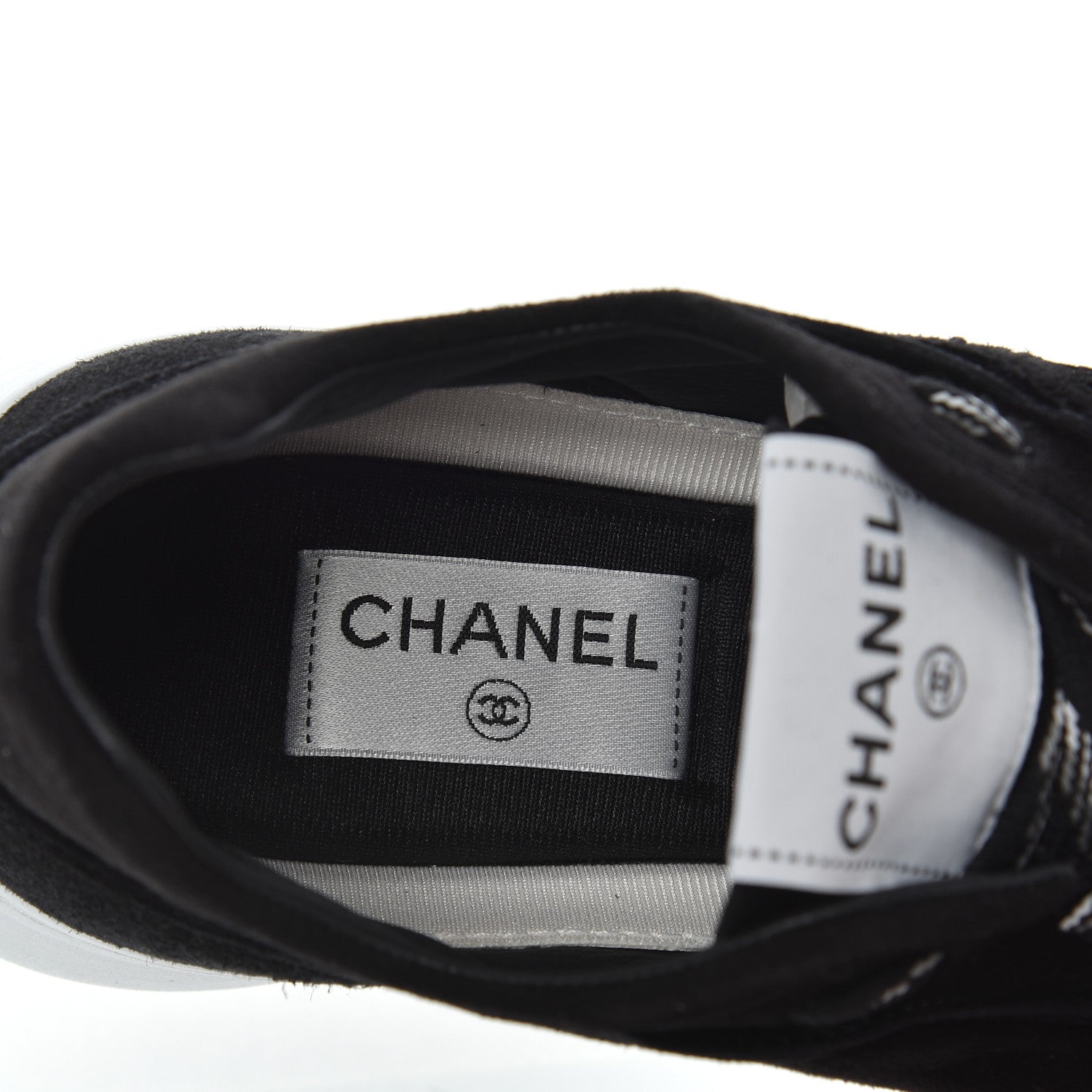 Chanel Suede Goatskin CC Sneakers 39.5 Black 7 of 9