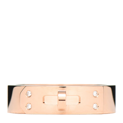Hermes 18K Rose Gold Diamond PM Kelly Ring 53 6.25 1 of 5