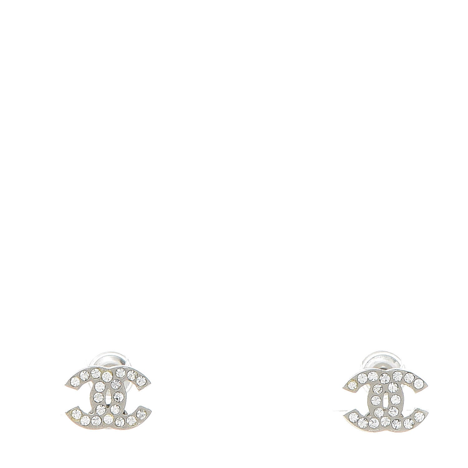 Chanel Crystal Mini Timeless CC Earrings Silver 1 of 4