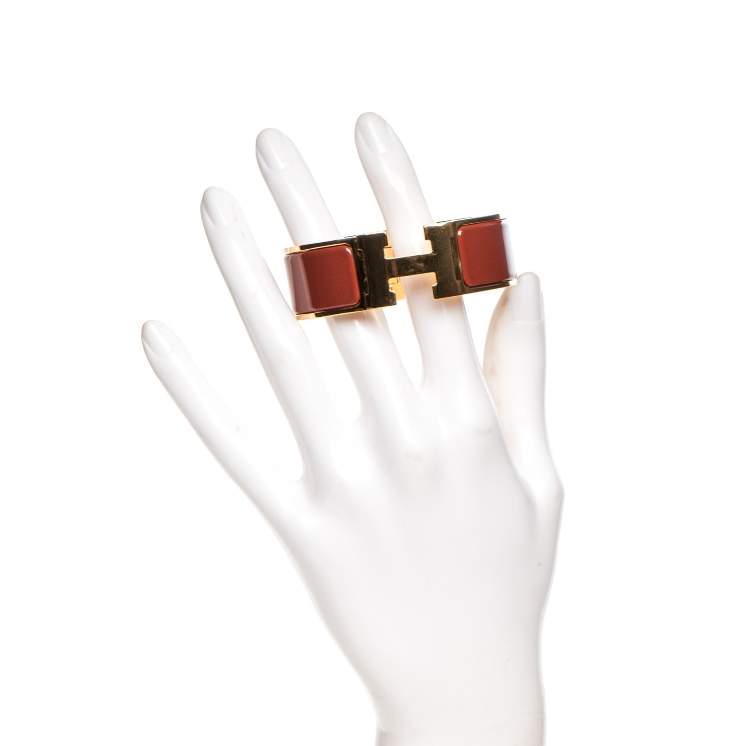 Hermes Enamel Wide Clic Clac H Bracelet PM Terracotta 2 of 5
