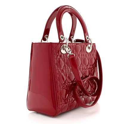 Christian Dior Patent Cannage Medium Lady Dior Red 3 of 11