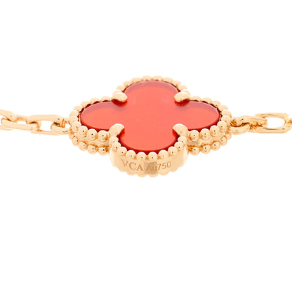 Van Cleef & Arpels 18K Rose Gold Carnelian 5 Motifs Guilloche Vintage Alhambra Bracelet 5 of 5