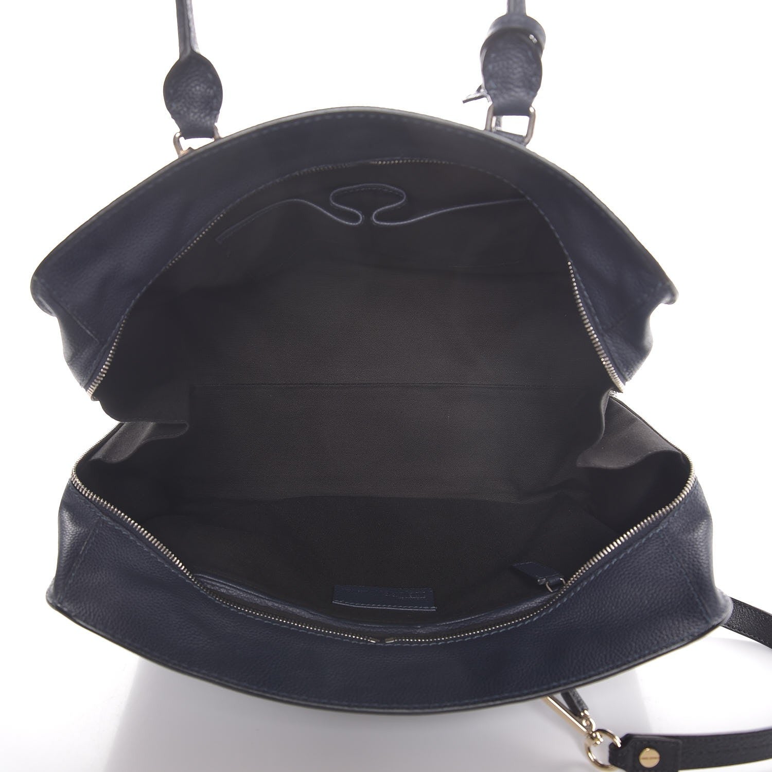 Alexander McQueen Pebbled Calfskin Large Skull Padlock Zip Around Tote Navy 6 of 8