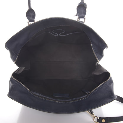 Alexander McQueen Pebbled Calfskin Large Skull Padlock Zip Around Tote Navy 6 of 8