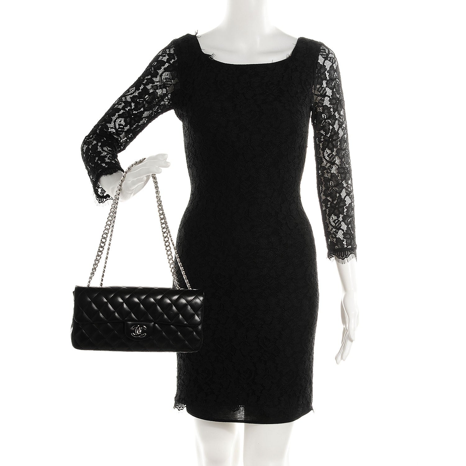 Chanel Lambskin Quilted East West Flap Black 2 of 8