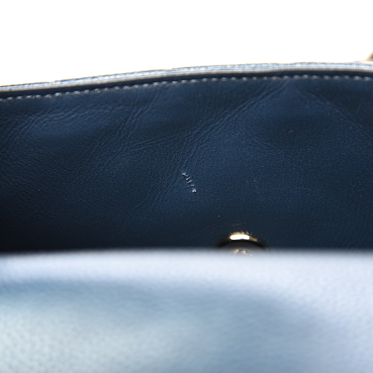 Iridescent Caviar Quilted Mini Rectangular Flap Blue