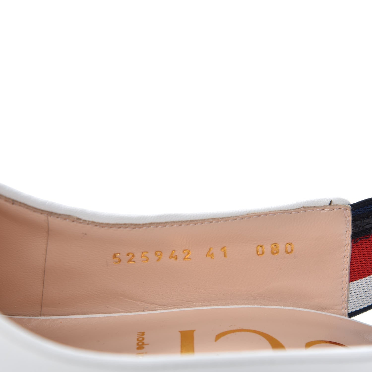 Gucci Malaga Kid Web Sylvie High Heel Slingback Pumps 41 White 10 of 11