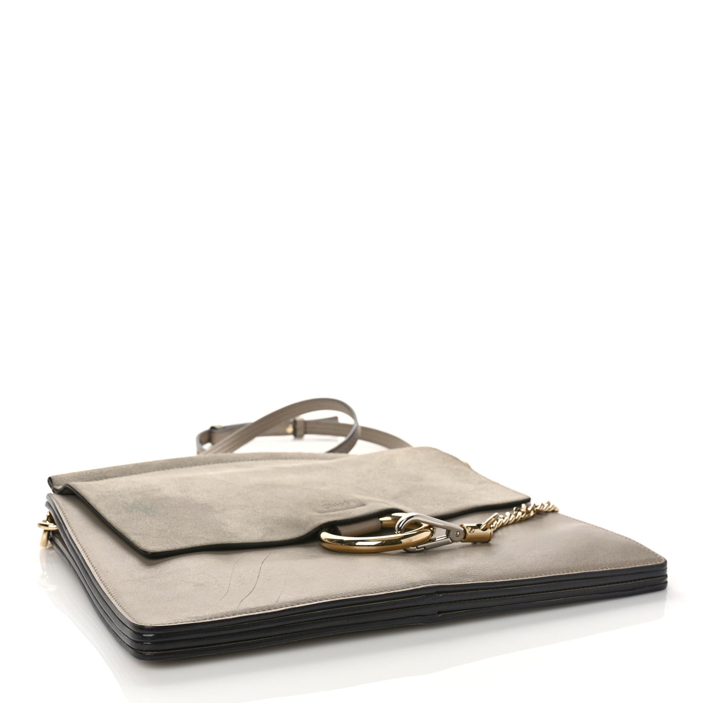 Calfskin Suede Medium Faye Shoulder Bag Motty Grey