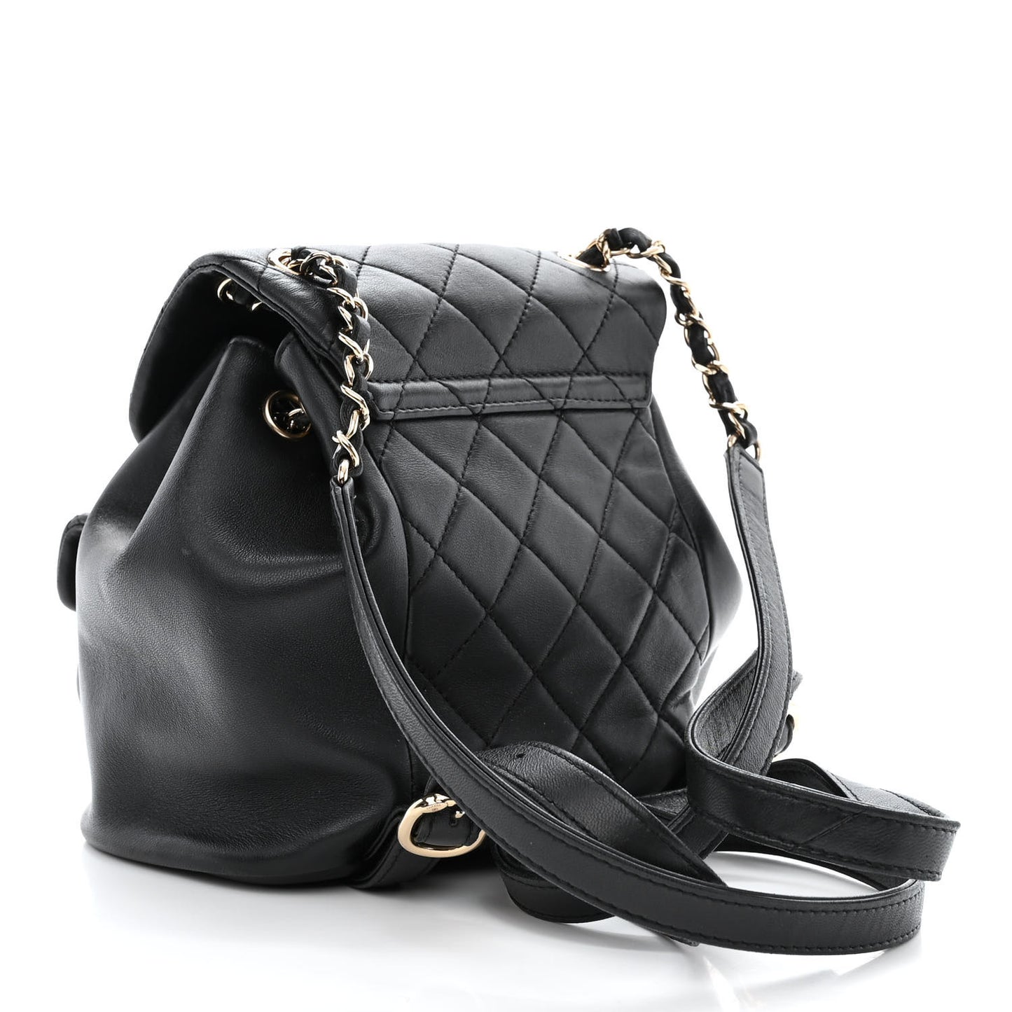 Lambskin Quilted Small Duma Drawstring Backpack Black