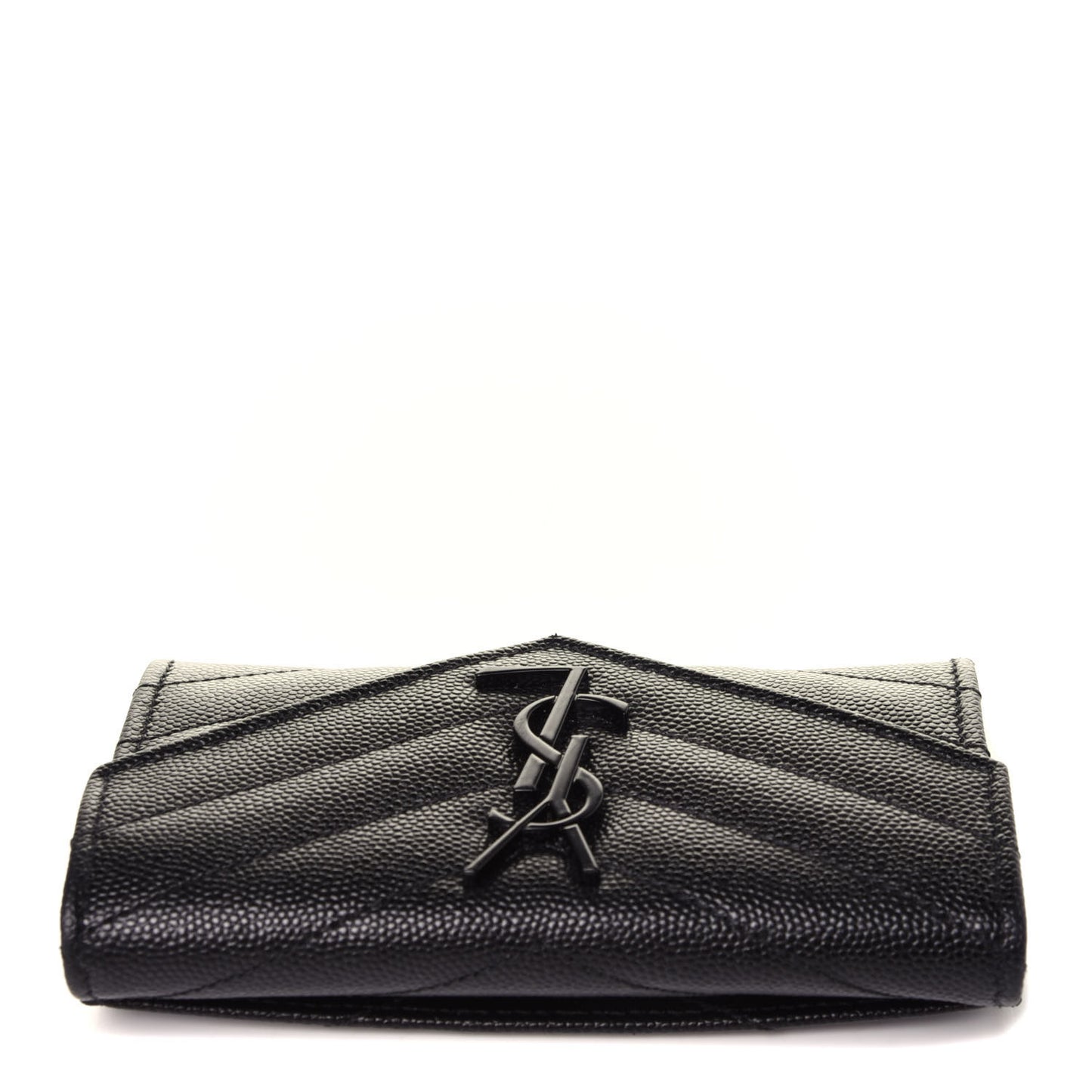 Grain De Poudre Matelasse Chevron Small Monogram Envelope Wallet Black