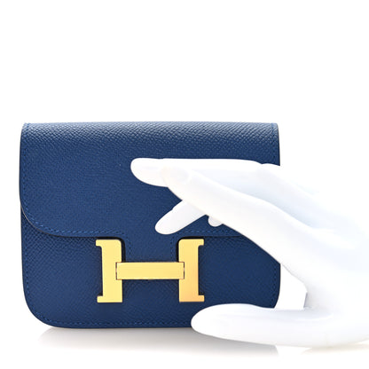 Hermes Epsom Constance Slim Wallet Bleu Tie 2 of 9