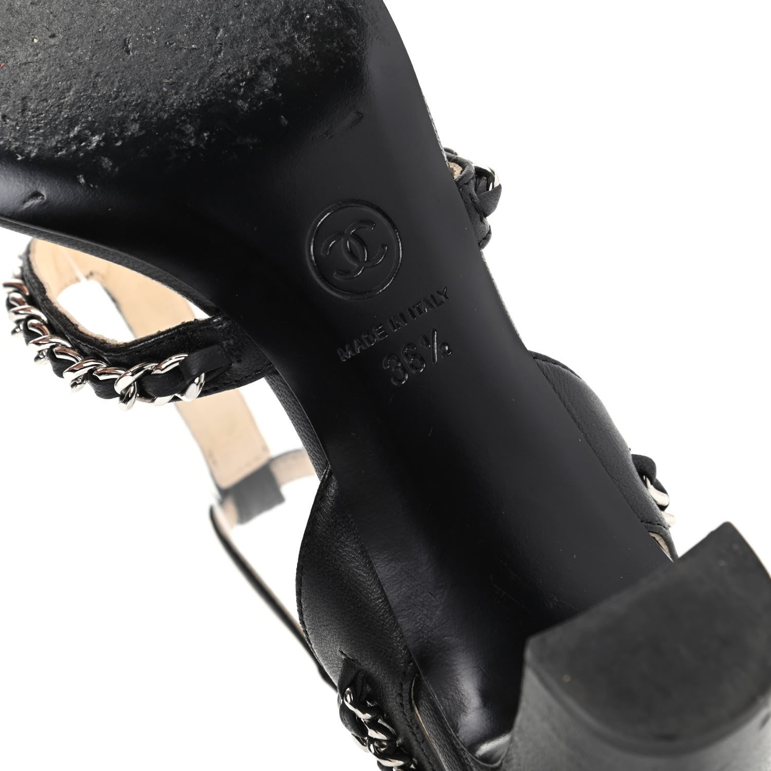 Chanel Lambskin CC Chain Sandals 35 Black 9 of 9