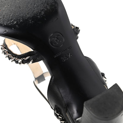 Chanel Lambskin CC Chain Sandals 35 Black 9 of 9