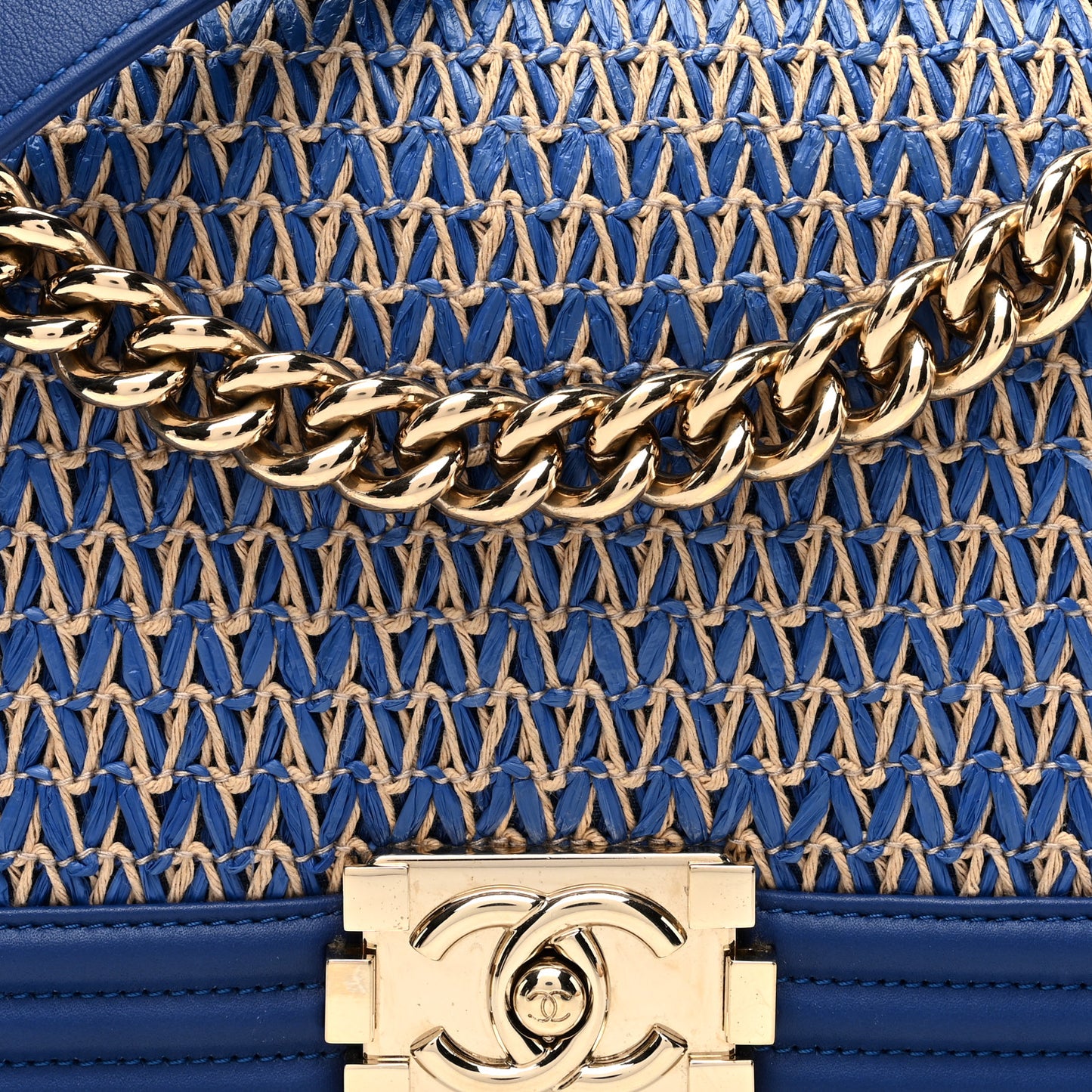 Lambskin Cotten Woven Medium Boy Flap Blue