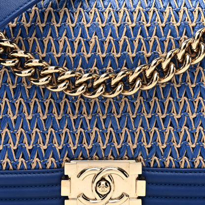 Chanel Lambskin Cotten Woven Medium Boy Flap Blue 8 of 10