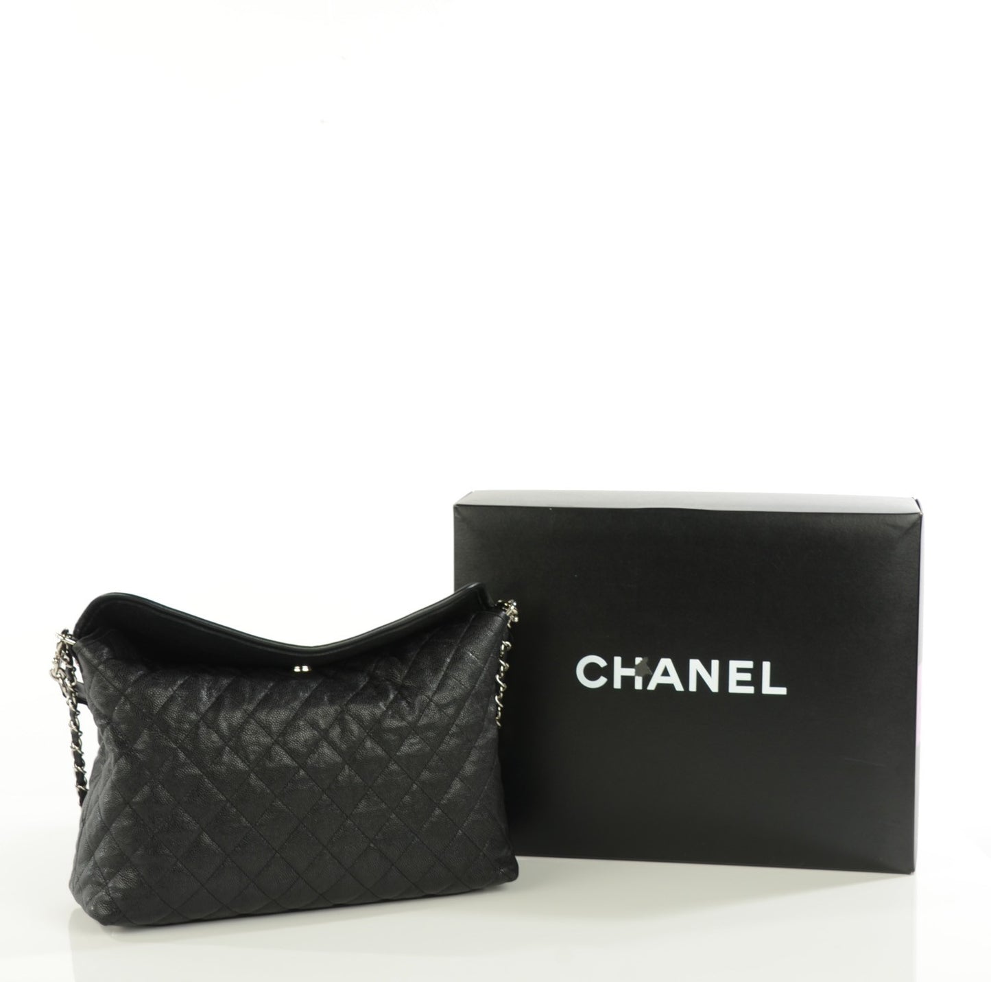 Caviar Quilted French Riviera Hobo Black