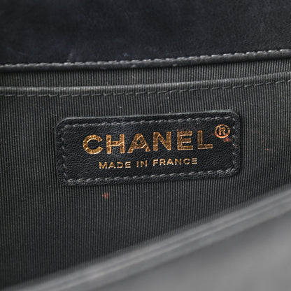 Chanel Calfskin Chevron Quilted Medium Boy Flap Black 5 of 9