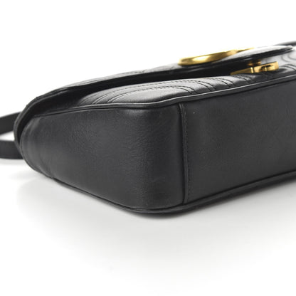 Gucci Calfskin Matelasse Small GG Marmont Shoulder Bag Black 6 of 11