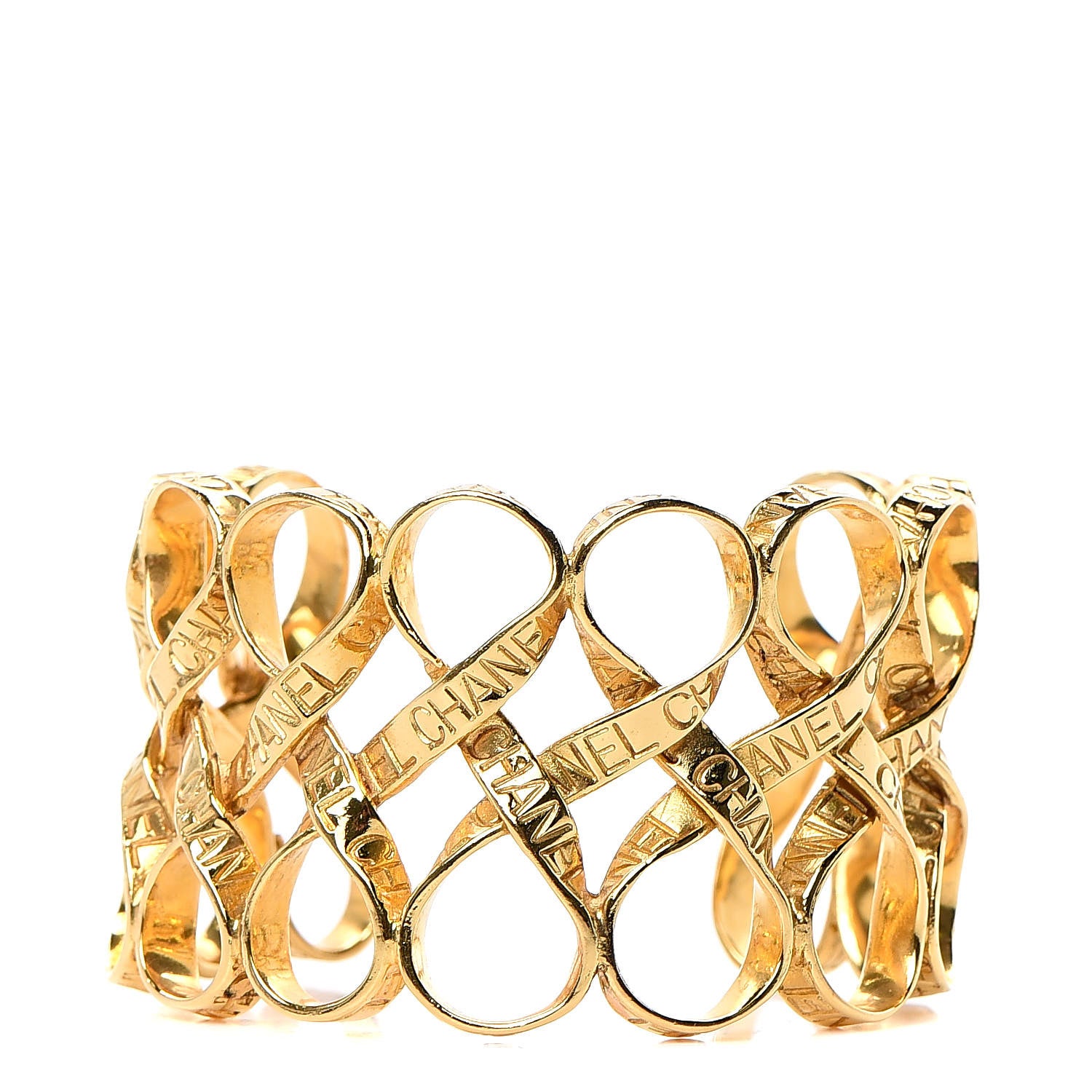 Chanel Twisted Logo Cuff Gold 1 of 5