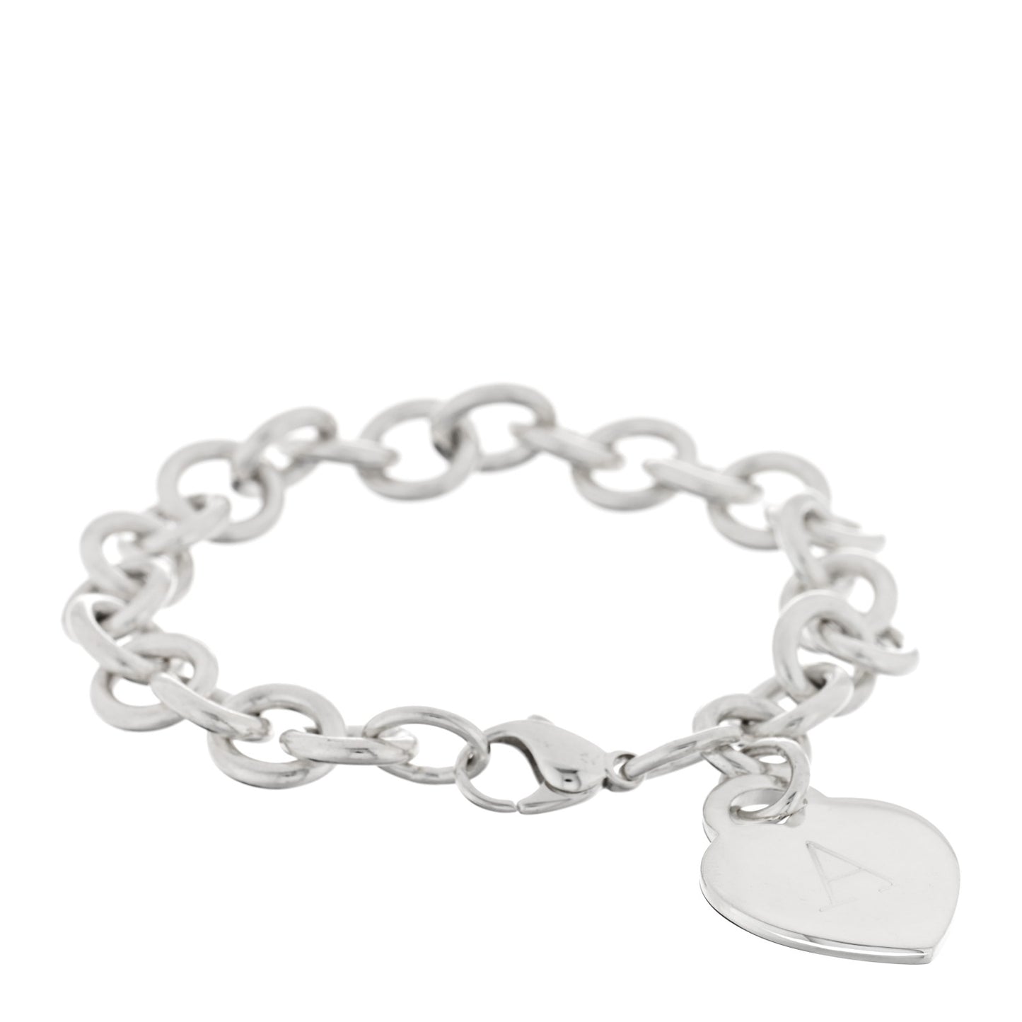 Sterling Silver Heart Tag Charm Bracelet