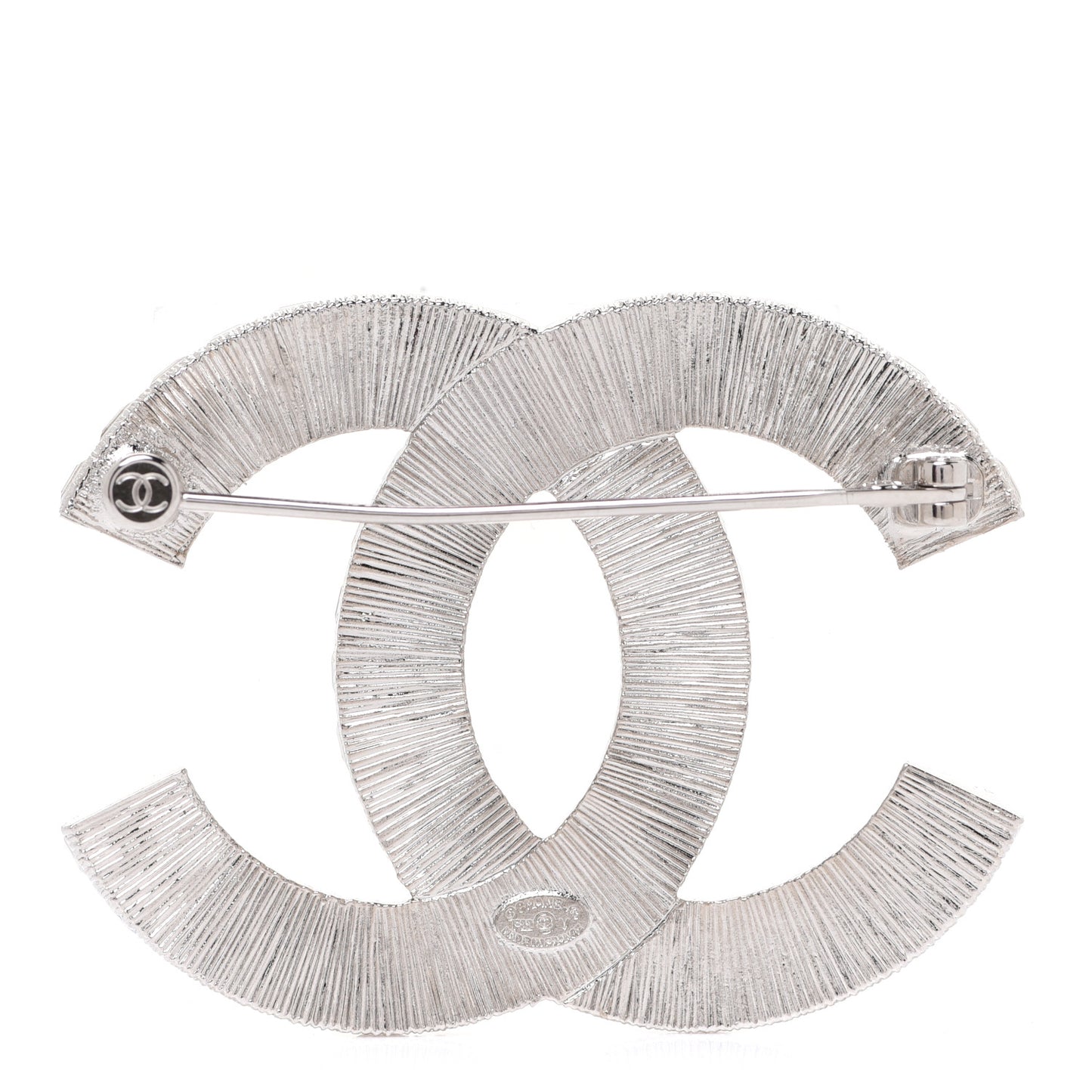 Baguette Crystal CC Brooch Silver