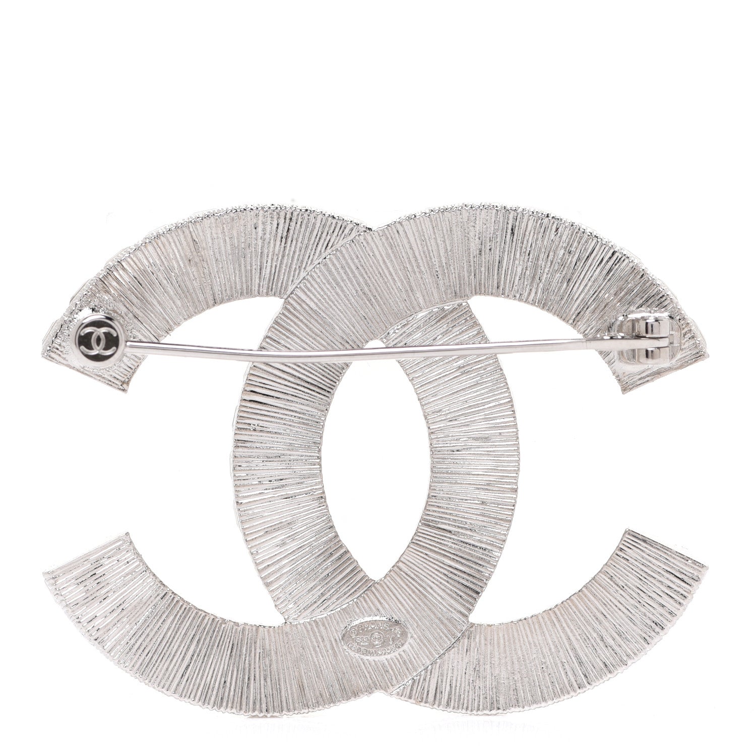Chanel Baguette Crystal CC Brooch Silver 3 of 5