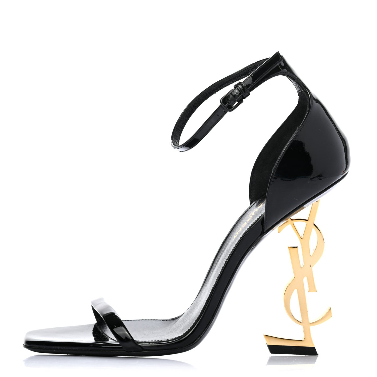Patent Calfskin Opyum 110 Sandals 37 Black Gold