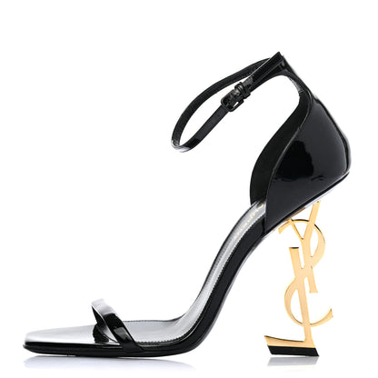 Saint Laurent Patent Calfskin Opyum 110 Sandals 37 Black Gold 1 of 7