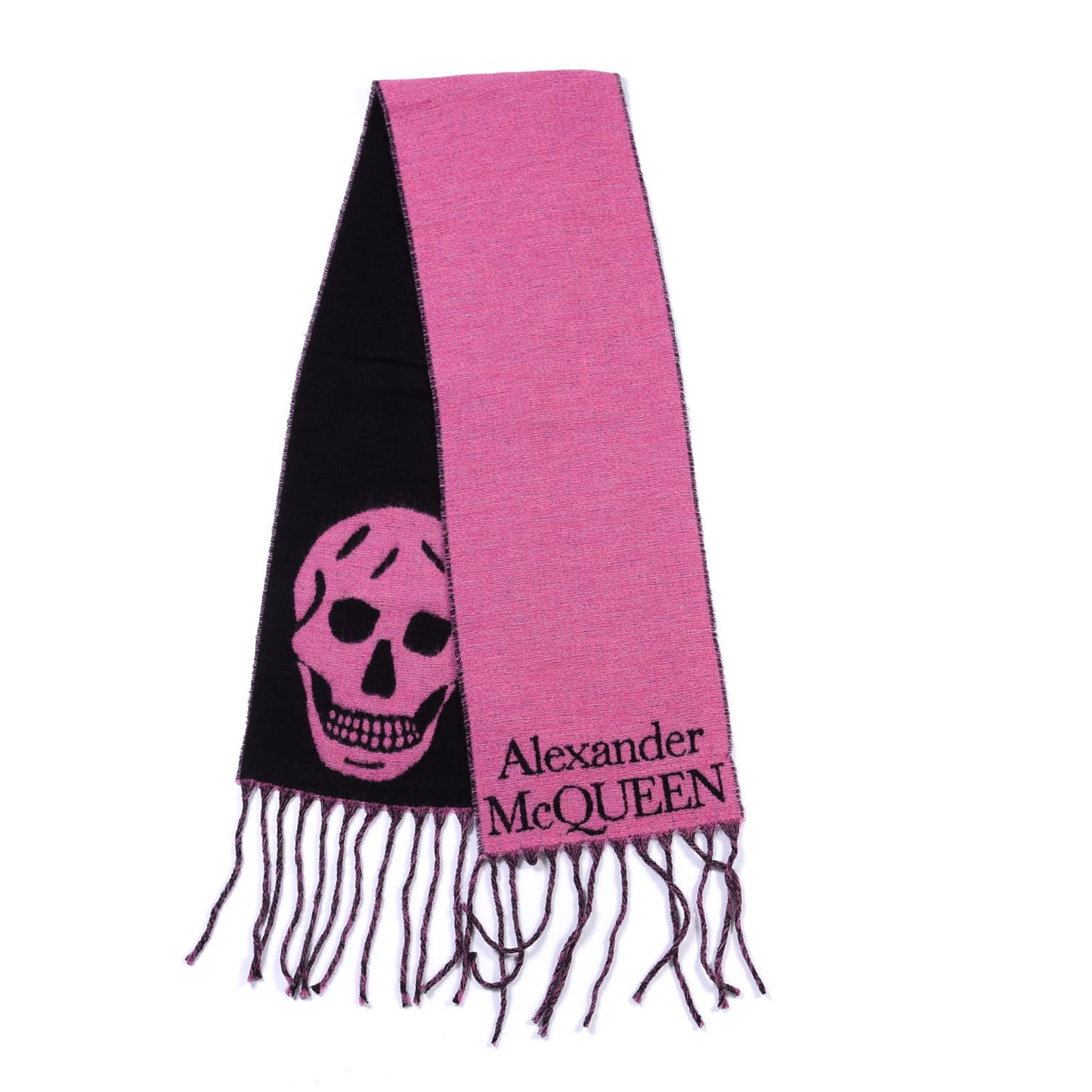 Wool Polyamide Cosy Skull Scarf Pink Black