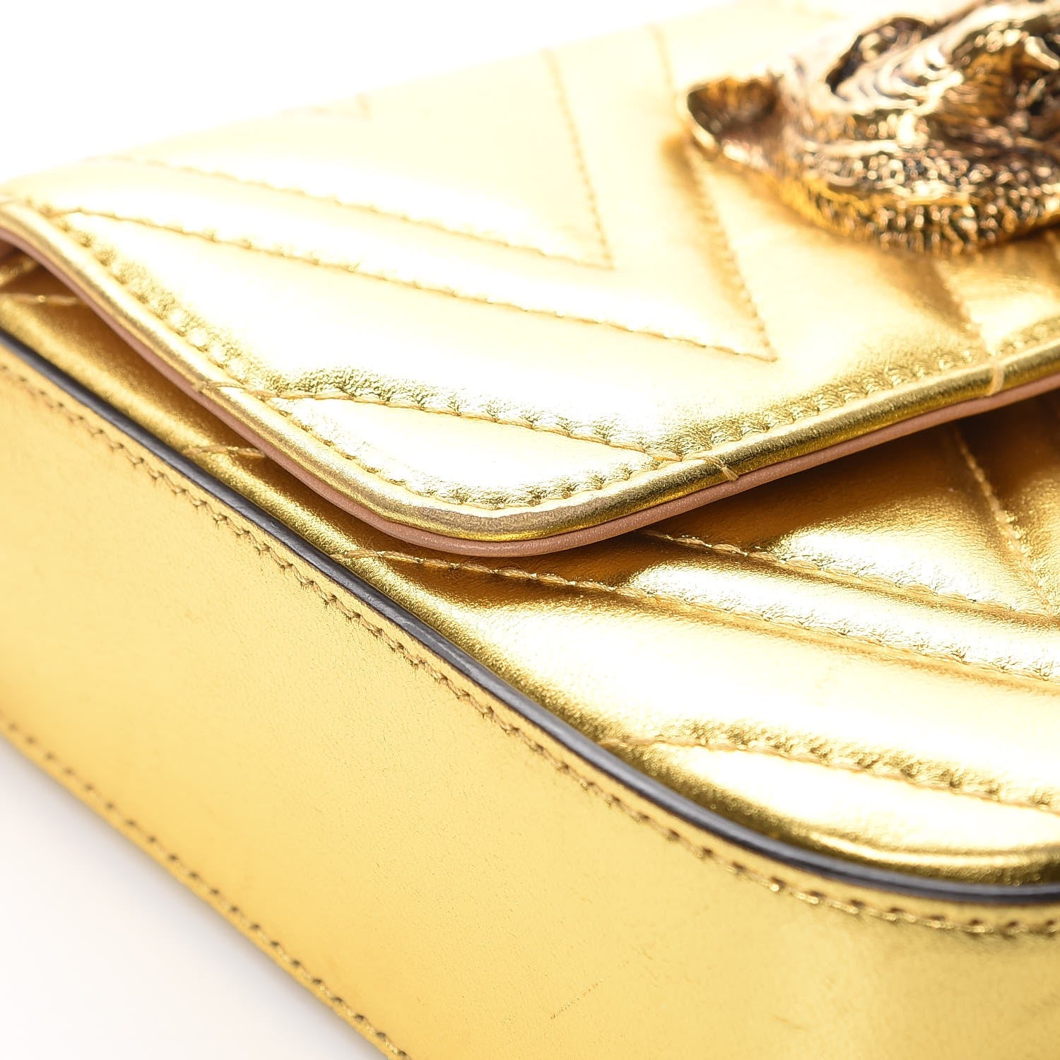 Gucci Metallic Nappa Matelasse Broadway Shoulder Bag Gold 14 of 17