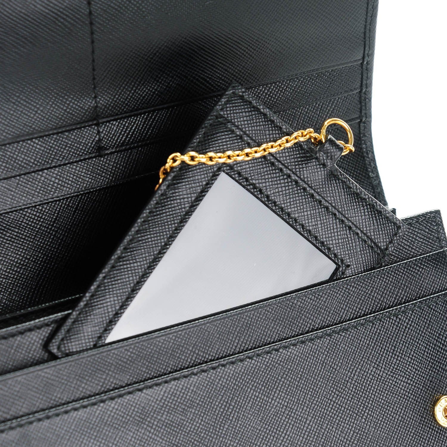 Prada Saffiano Metal Continental Flap Wallet Nero Black 6 of 9