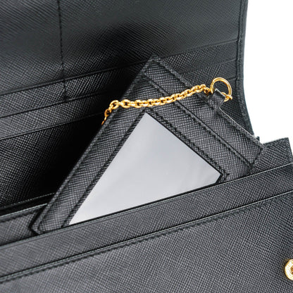 Prada Saffiano Metal Continental Flap Wallet Nero Black 6 of 9