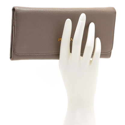 Prada Vitello Daino Continental Flap Wallet Cammeo 2 of 14