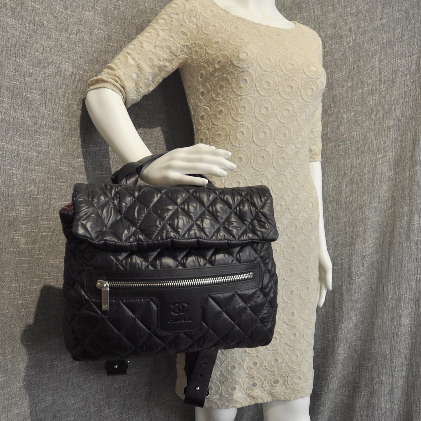 Nylon Coco Cocoon Backpack Black