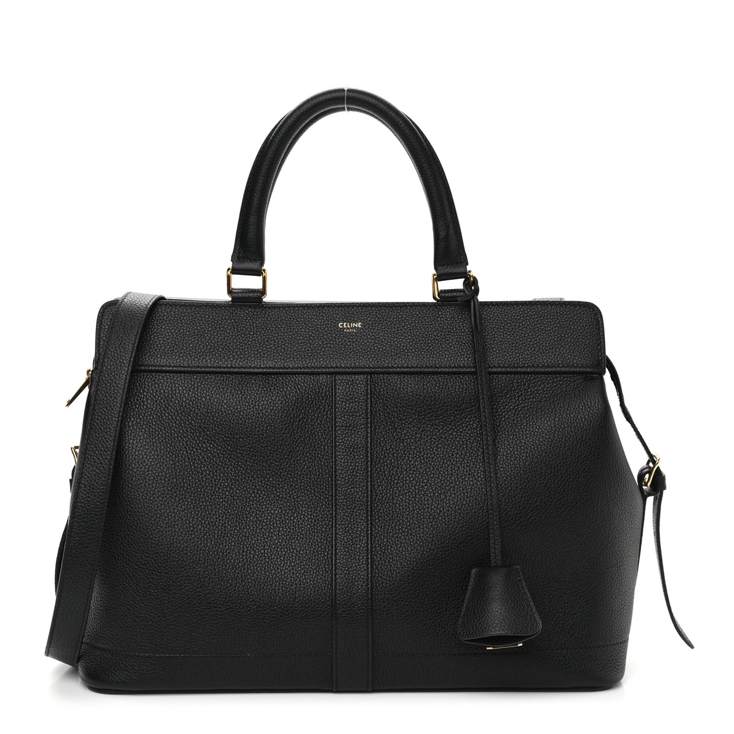 Grained Calfskin Medium Cabas De France Black