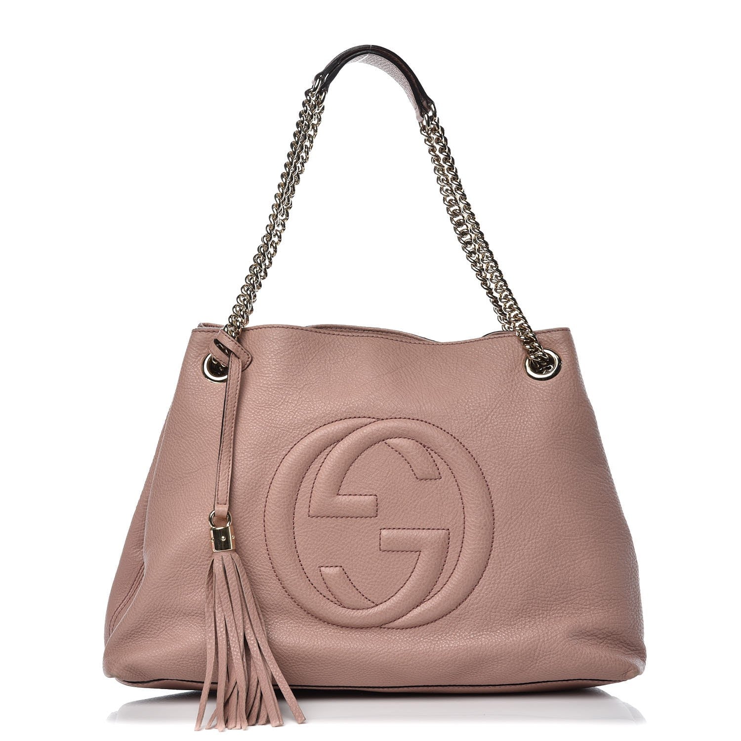 Gucci Pebbled Calfskin Medium Soho Chain Shoulder Bag Dark Cipria 1 of 14