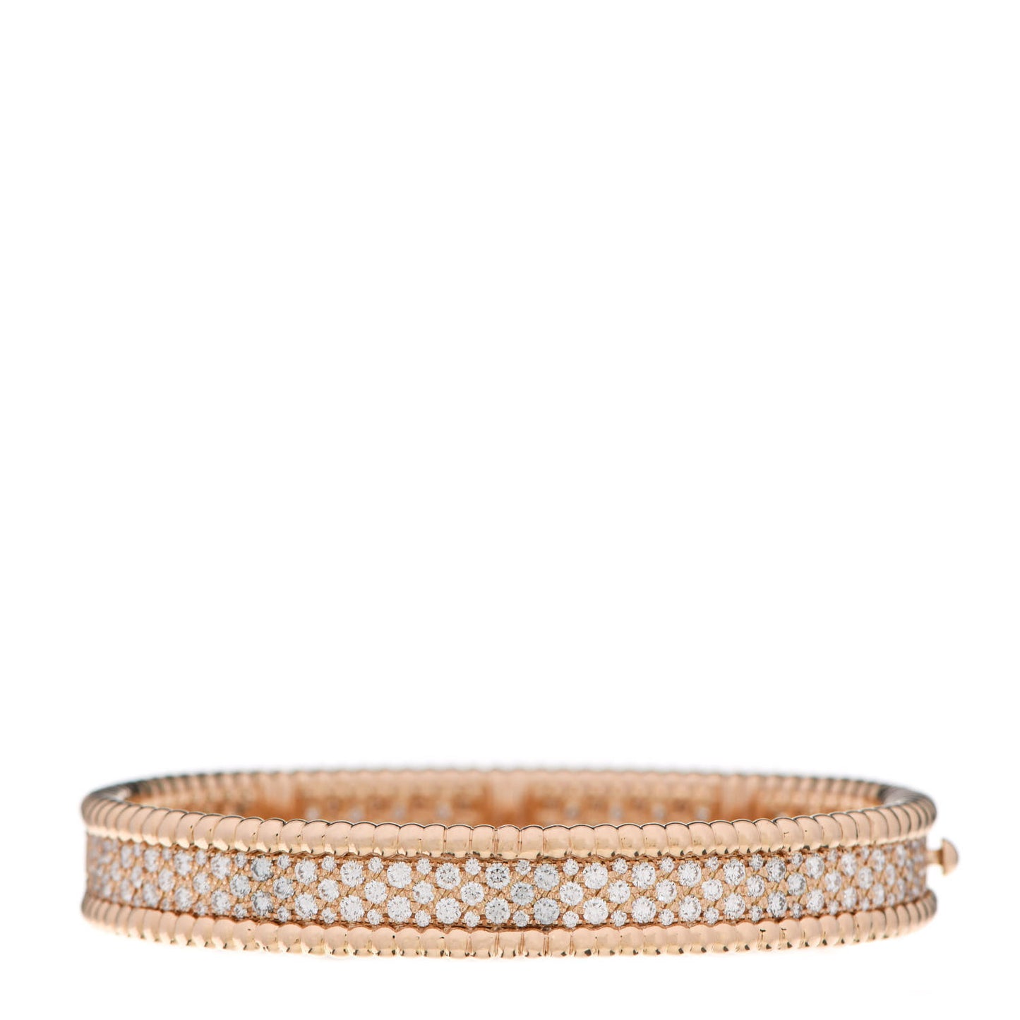 18K Rose Gold Diamond Perlee 3-Row Bangle Bracelet S