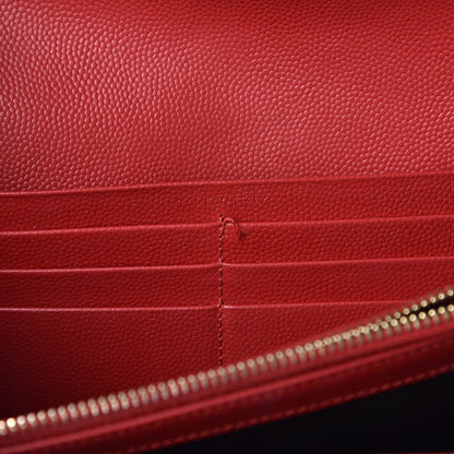 Saint Laurent Grain De Poudre Matelasse Chevron Monogram Flap Wallet Red 8 of 17