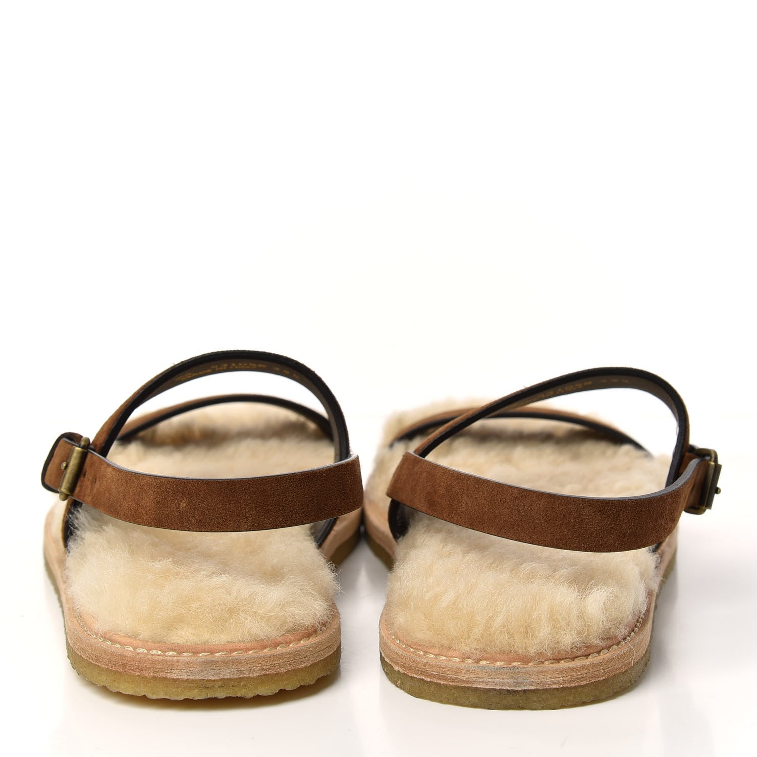 Saint Laurent Suede Shearling Joan Noe 05 Flat Sandals 39.5 Land 7 of 10