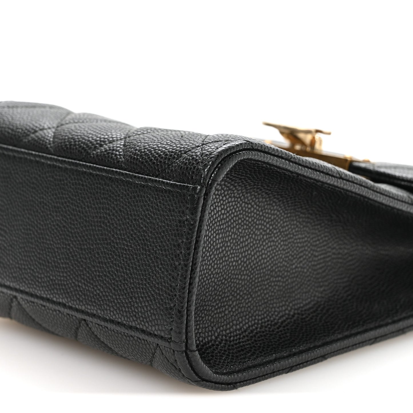 Caviar Quilted Golden Class Phone Holder Black