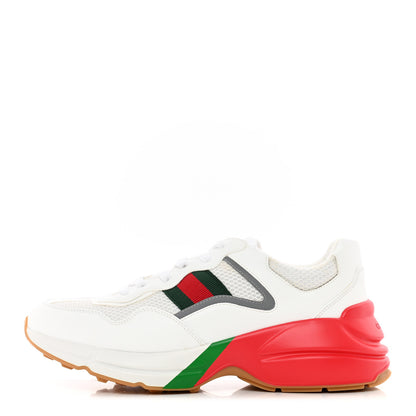 Gucci Lavaredo Eco Fabric Mesh Web Mens Rhyton Reflective Sneakers 8 Great White Green Red Silver 1 of 15