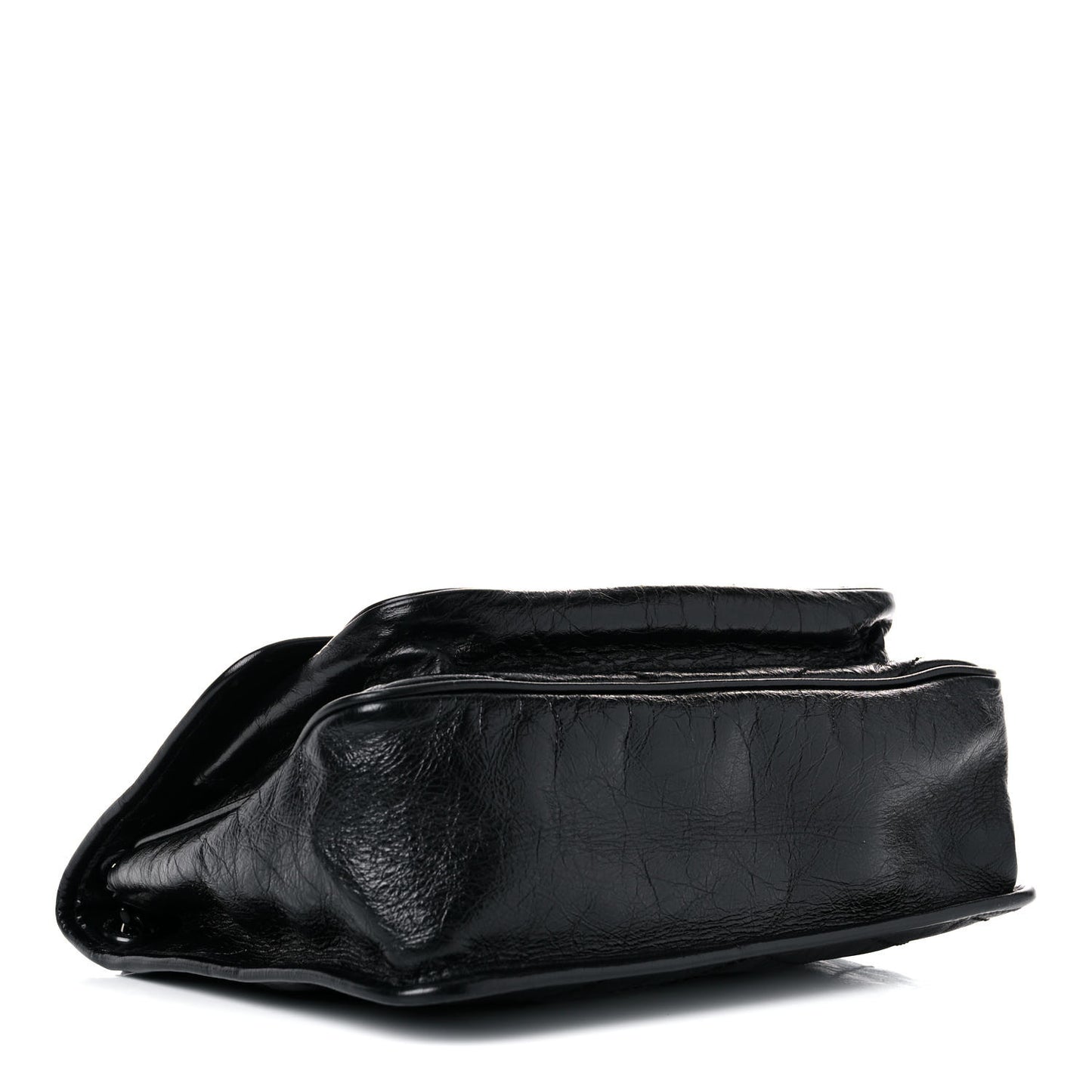 Crinkled Calfskin Matelasse Monogram Medium Niki Chain Satchel Black