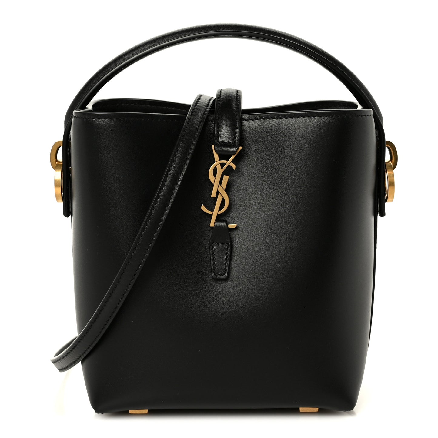 Shiny Calfskin Le 37 Mini Bucket Bag Black