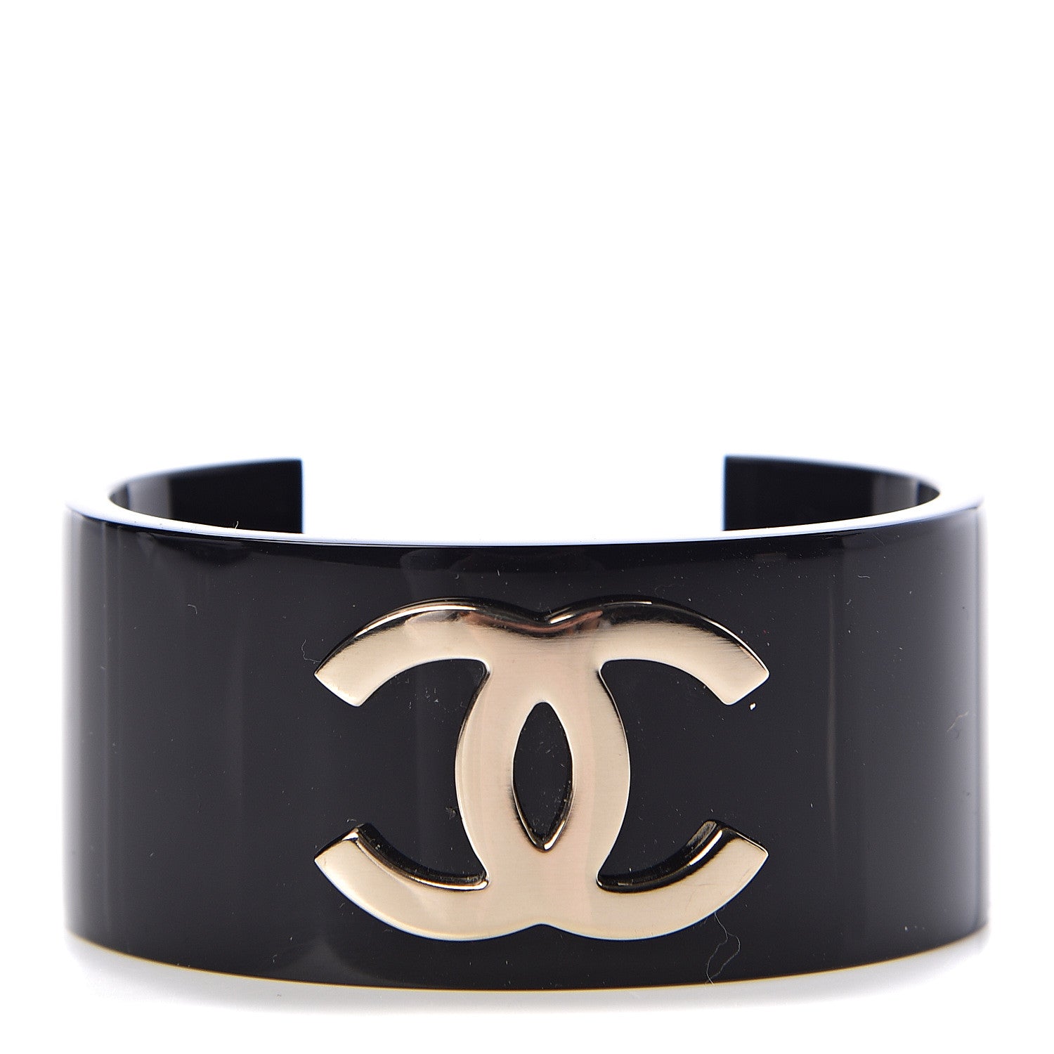Chanel Resin CC Cuff Gold Black 1 of 4