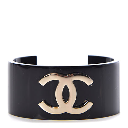 Chanel Resin CC Cuff Gold Black 1 of 4