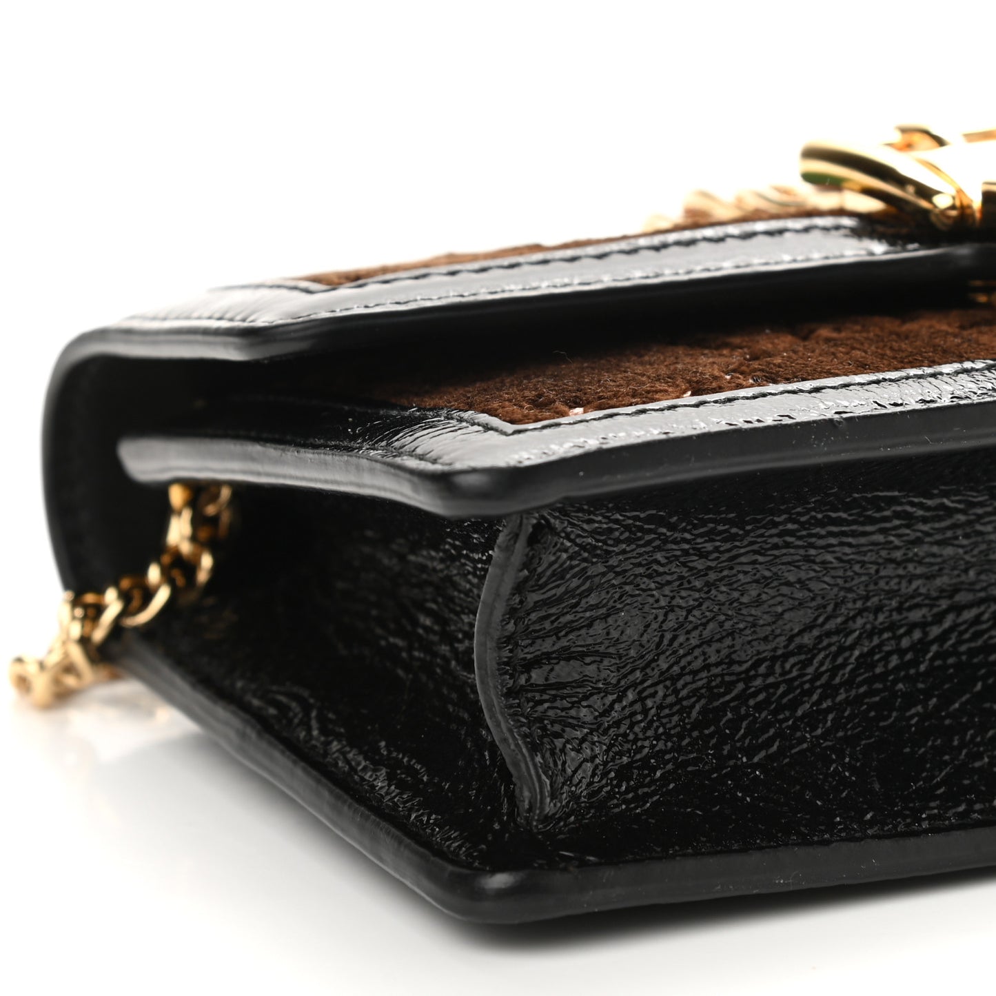 Velvet GG Monogram Super Mini Sylvie Chain Shoulder Bag Brown