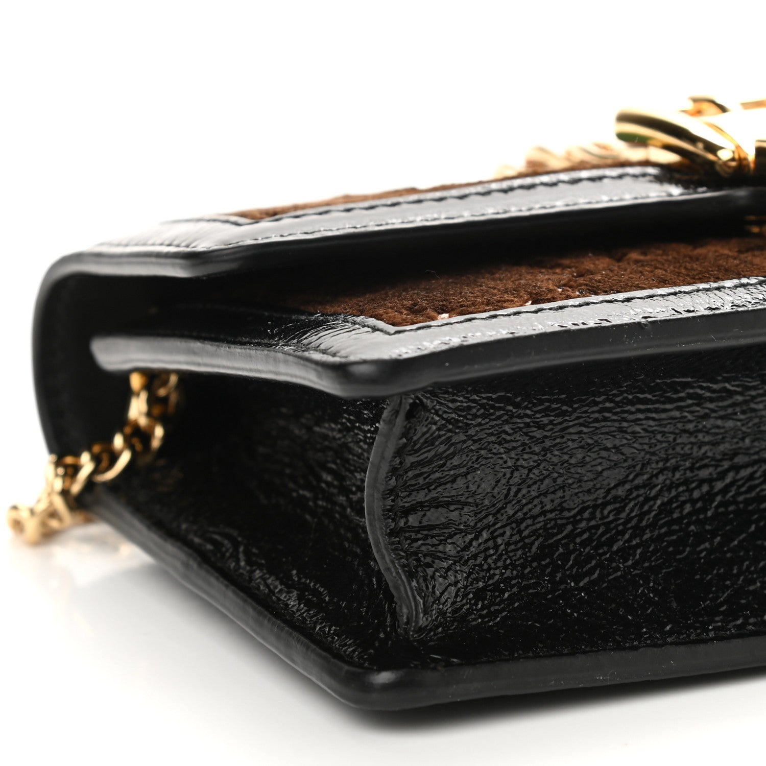 Gucci Velvet GG Monogram Super Mini Sylvie Chain Shoulder Bag Brown 9 of 10