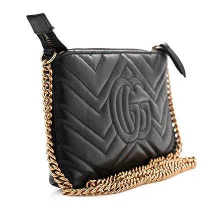 Gucci Calfskin Matelasse Mini GG Marmont Chain Bag Black 3 of 13