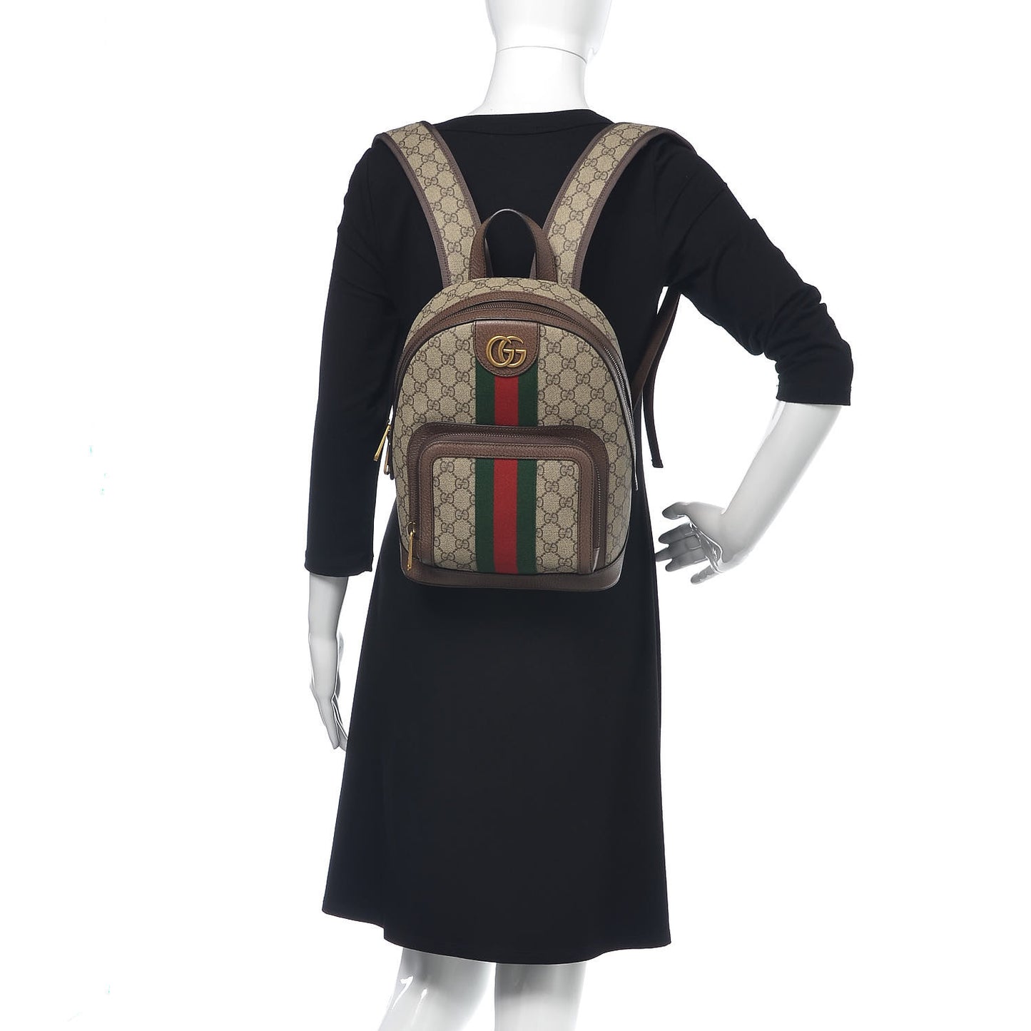 GG Supreme Monogram Calfskin Web Small Ophidia Day Backpack Beige Ebony New Acero